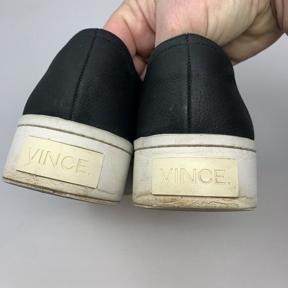 Vince Warner Suede Platform Sneaker Sz 8  Top Zip Black White Women's Shoe - Picture 7 of 8